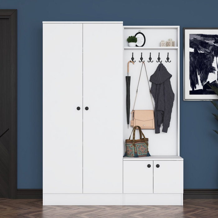 Hanah Home Soporte de Pasillo Blanco con Estanterías